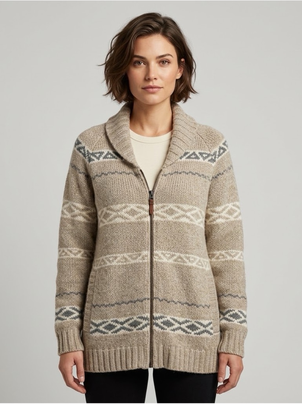 Eddie Bauer Aztec Vintage Wool Blend Sweater Jacket 2X